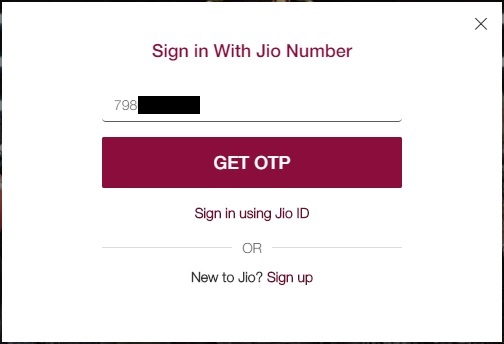 Sign in With Jio Number