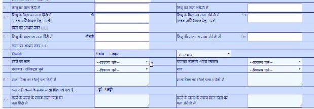 Rajasthan Janam Praman Patra Online Application Form