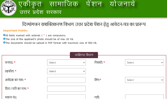 UP Viklang Pension Yojana Application Form 2023 In Hindi