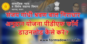 संजय गांधी श्रवण बाल निराधार अनुदान योजना पीडीएफ फॉर्म डाउनलोड कैसे करें